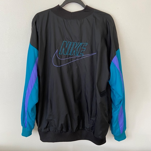Vintage Nike Gray Tag Pullover Spell Out Swoosh Logo Windbreaker Jacket Mens XL